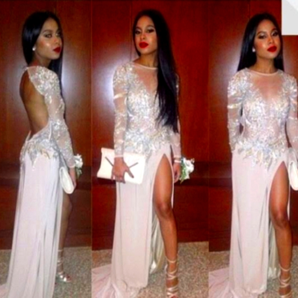 White Sheer Long-sleeve Prom/Wedding Dress